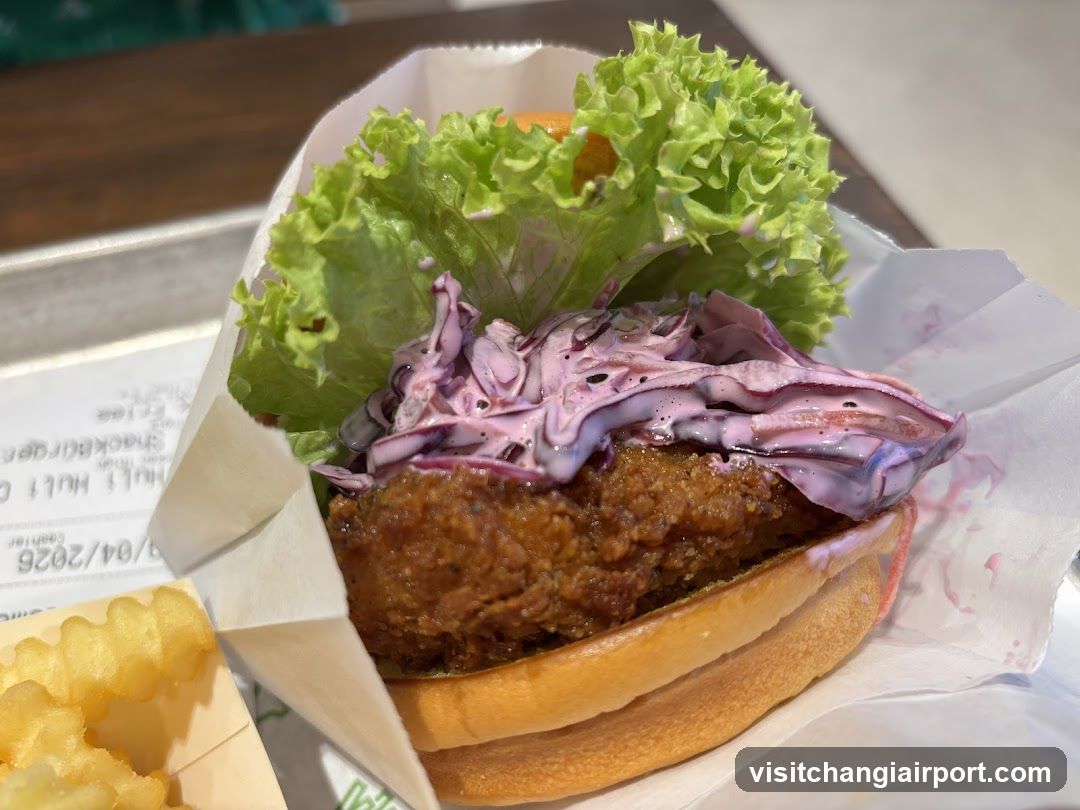Burger with Coleslaw and Crinkle Cut Fries