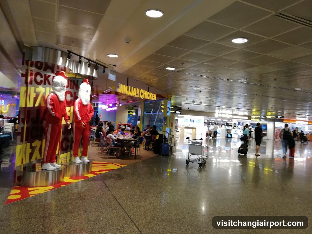 Airport Terminal Interior with Christmas Decorations