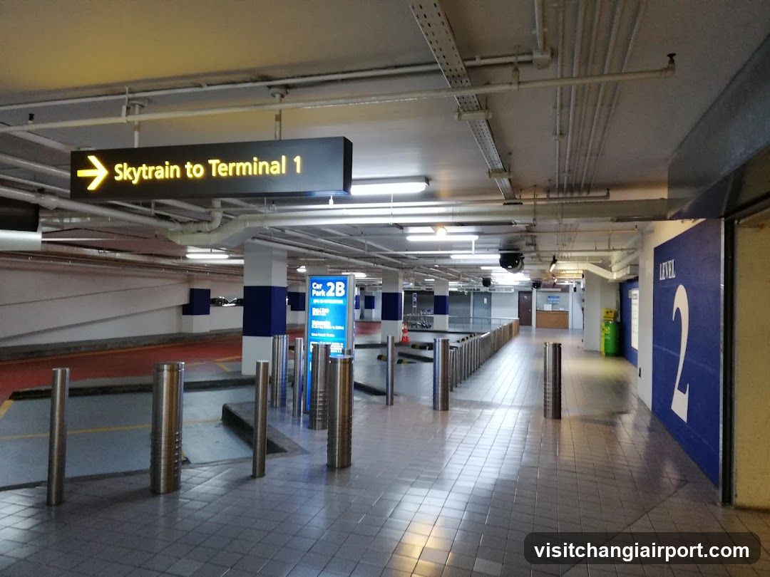 Underground Parking Area with Skytrain Signage
