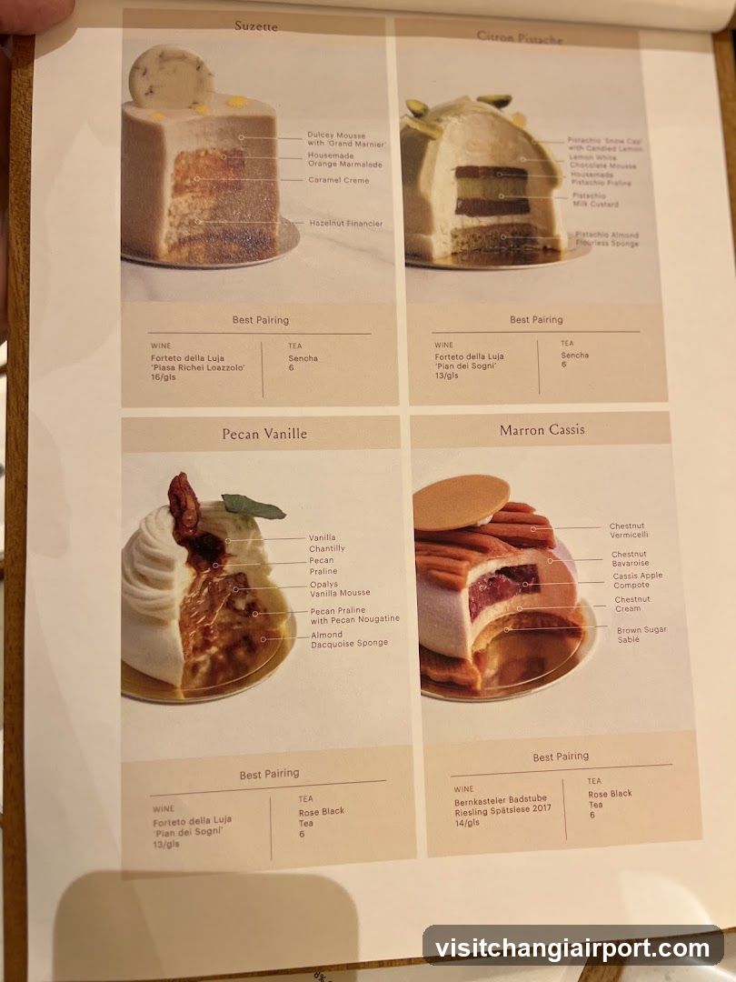 Dessert Menu with Wine and Tea Pairings