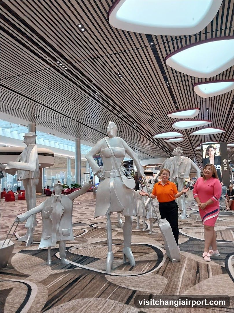 Traveler Statues in Airport Terminal