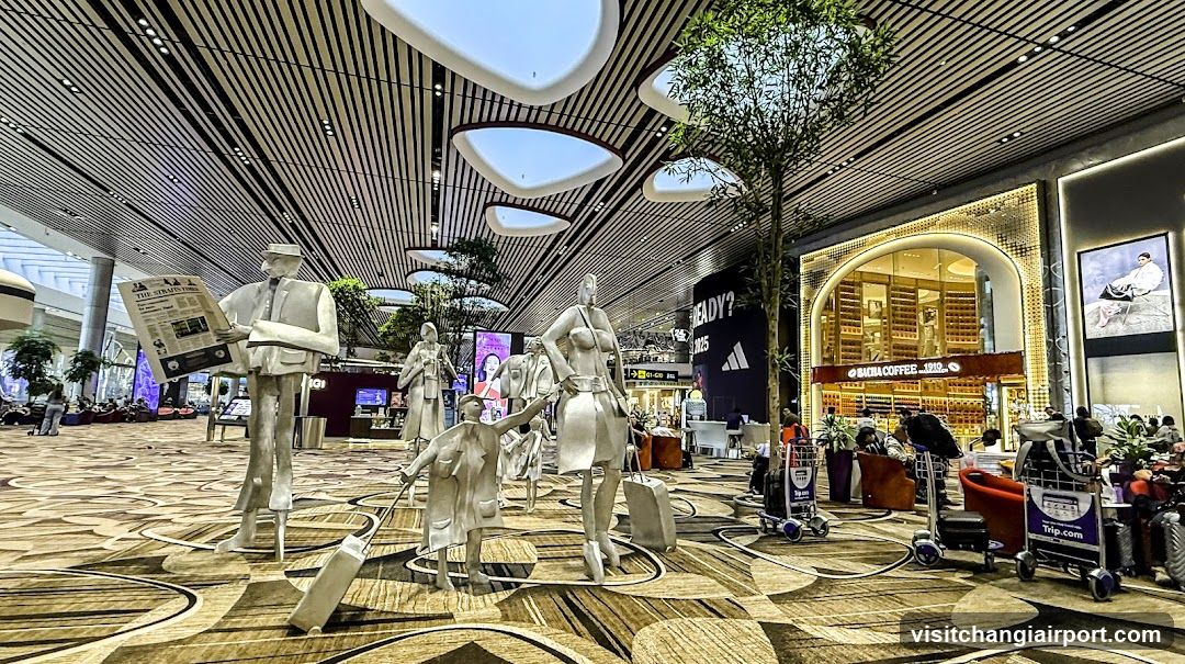 Airport Terminal Interior with Statues