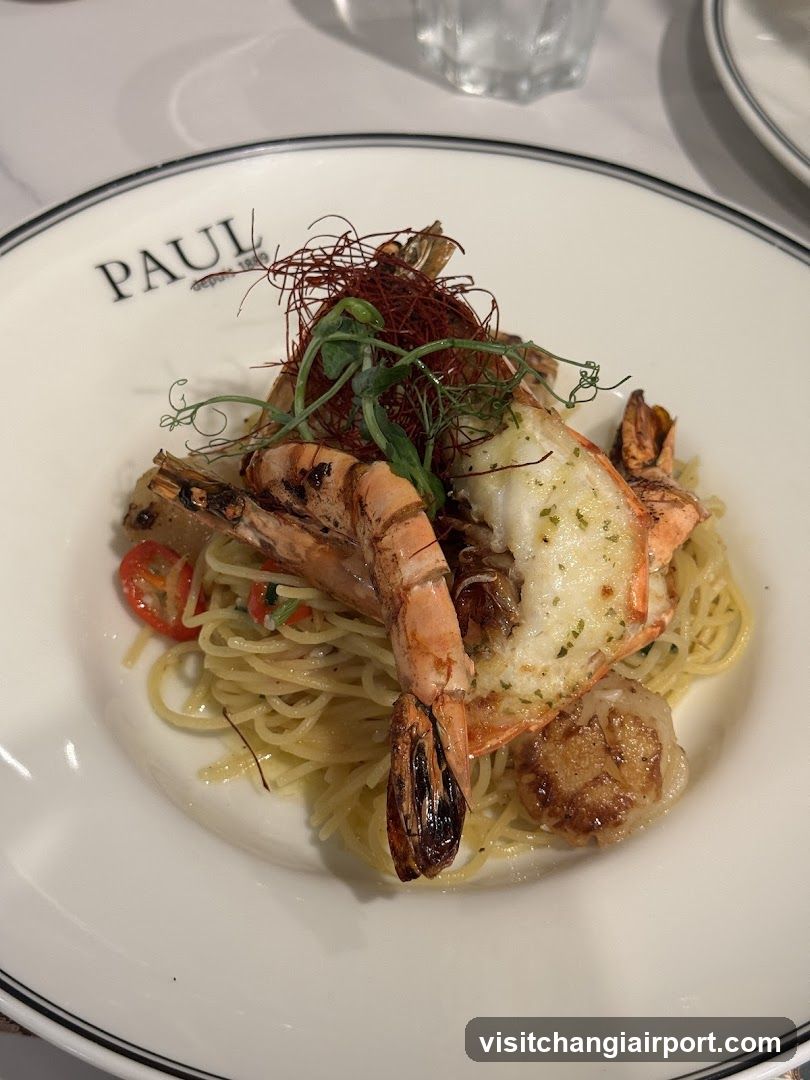Grilled Shrimp Pasta with Garnish