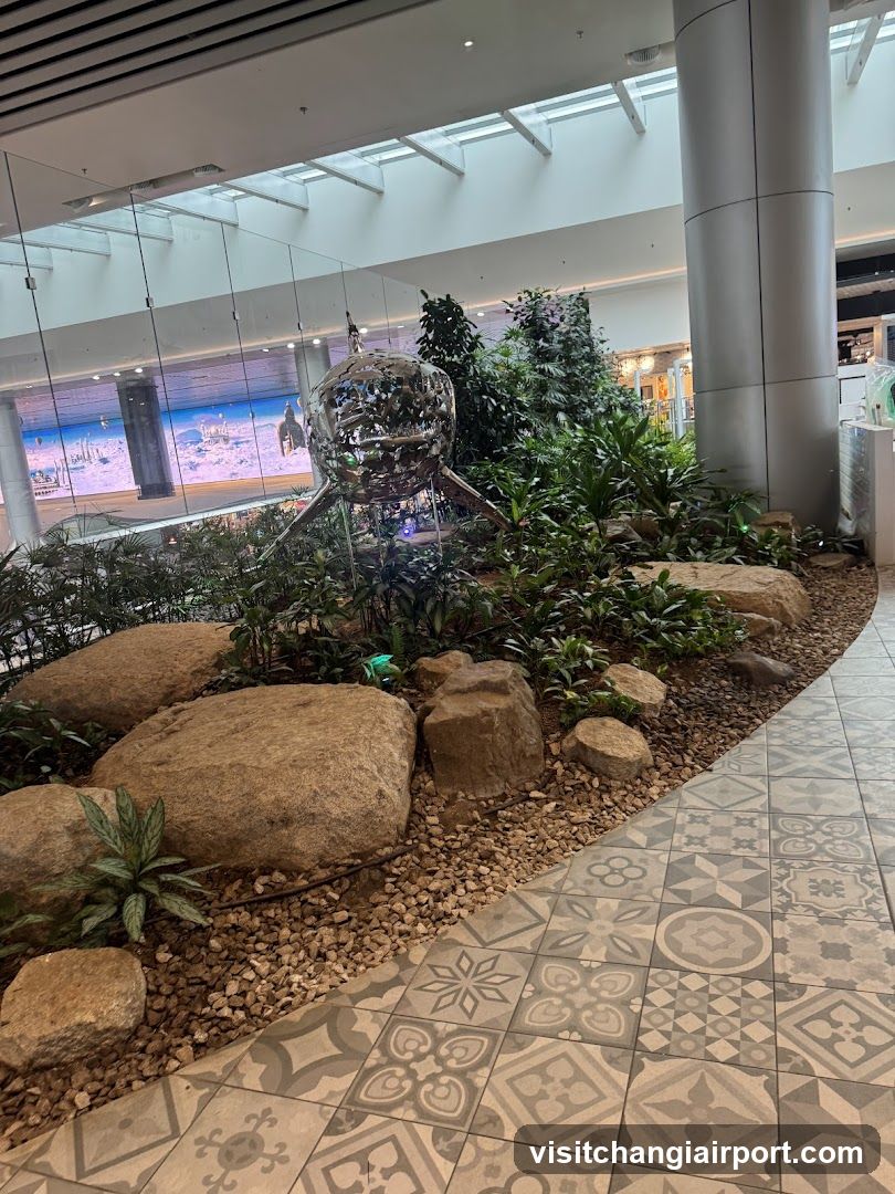 Indoor Garden Display with Sculpture