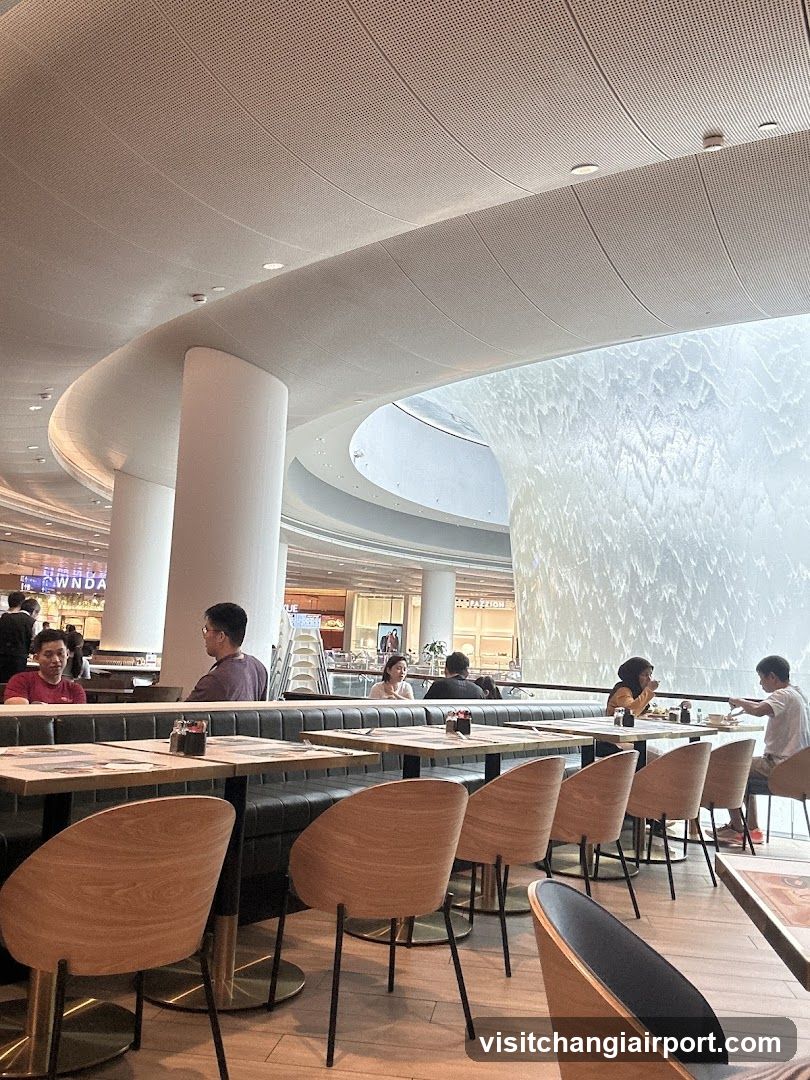 Modern Dining Interior with Water Feature