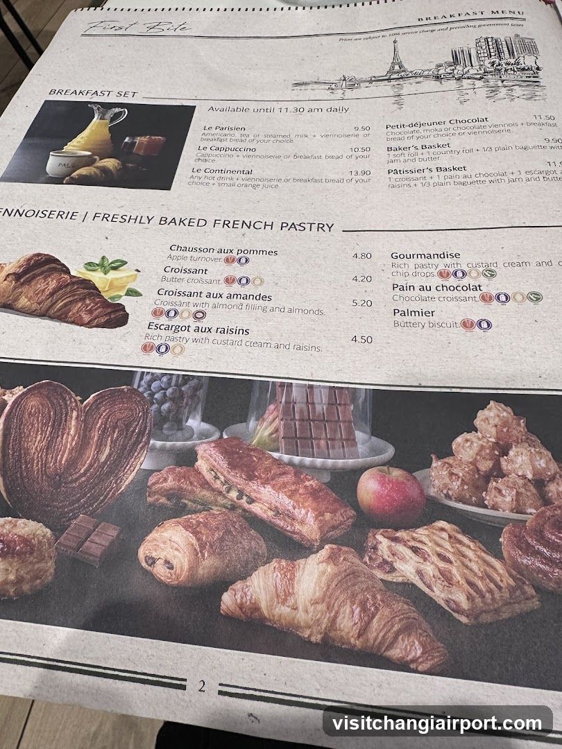 Breakfast Menu & French Pastry Display