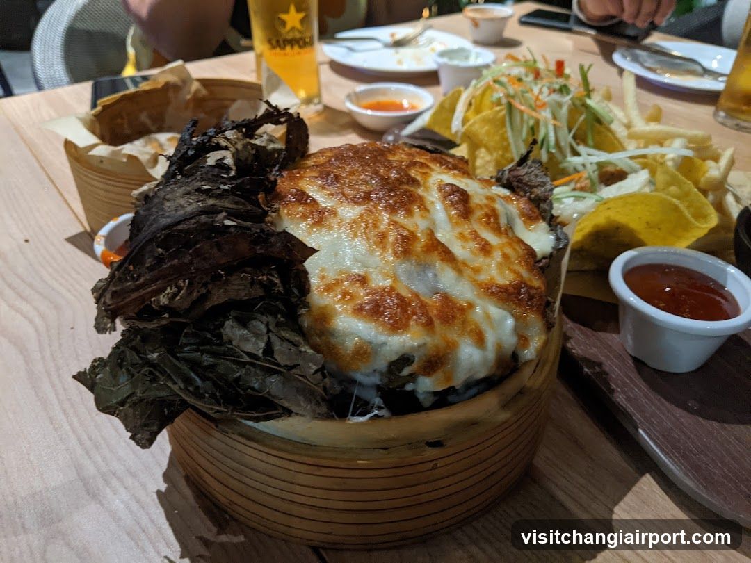 Baked Dish with Chips and Salad