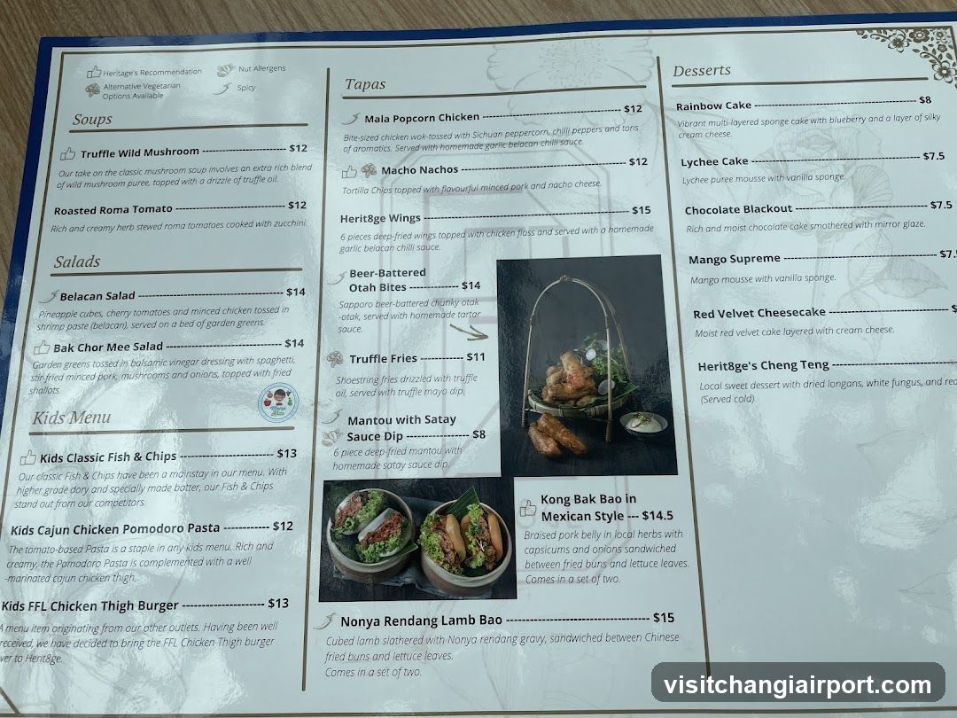 Heritage Restaurant Menu