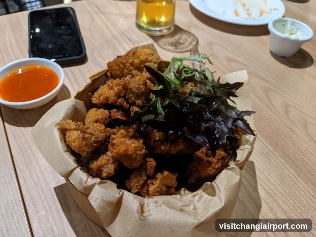 Fried Chicken with Salad and Dipping Sauce