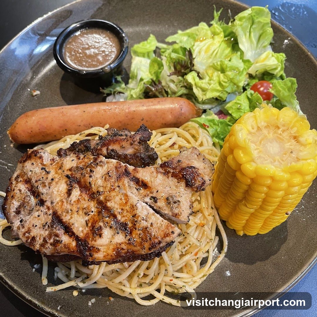 Grilled Chicken with Pasta and Salad