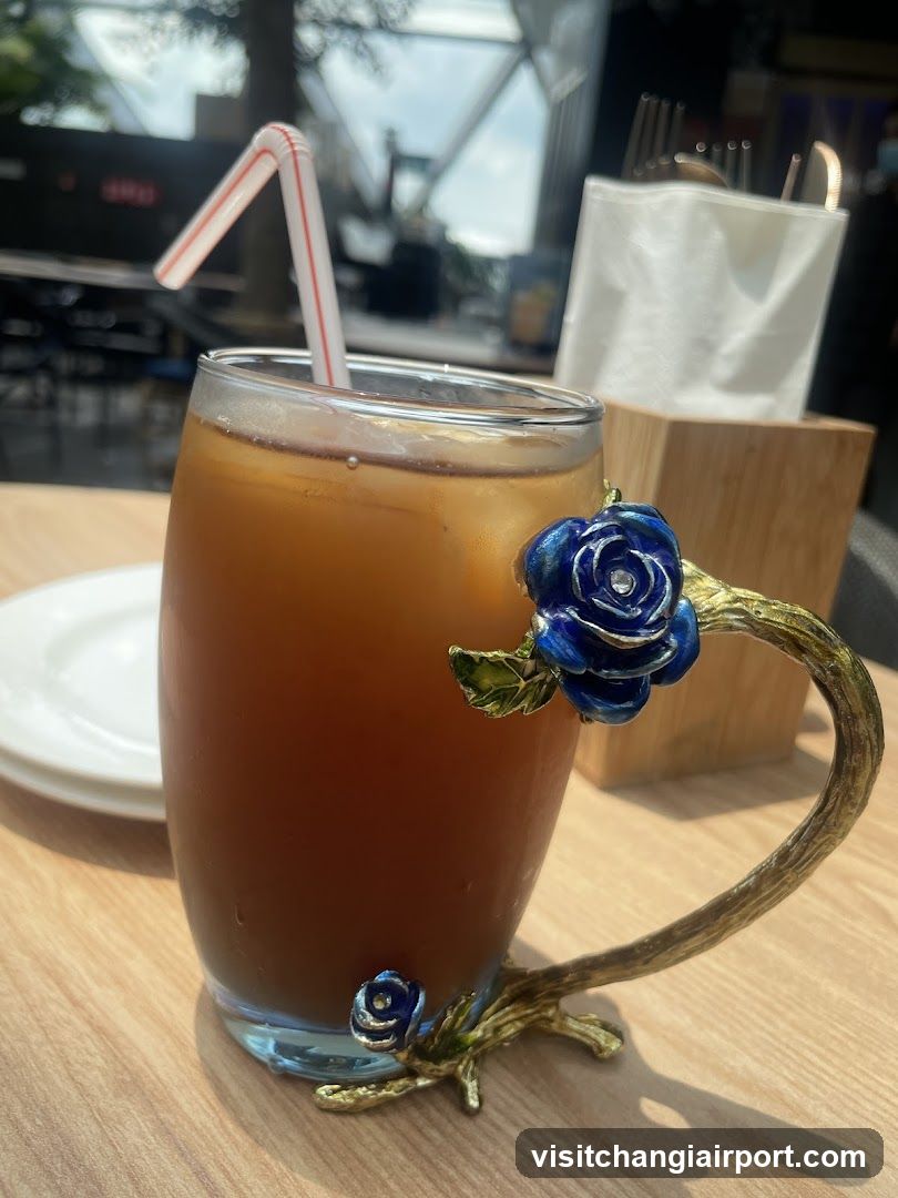 Decorative Coffee Mug with Blue Rose Handle