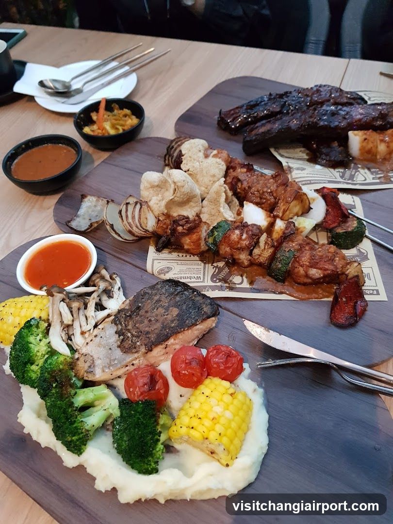 Grilled Salmon Platter with Sides and BBQ Ribs