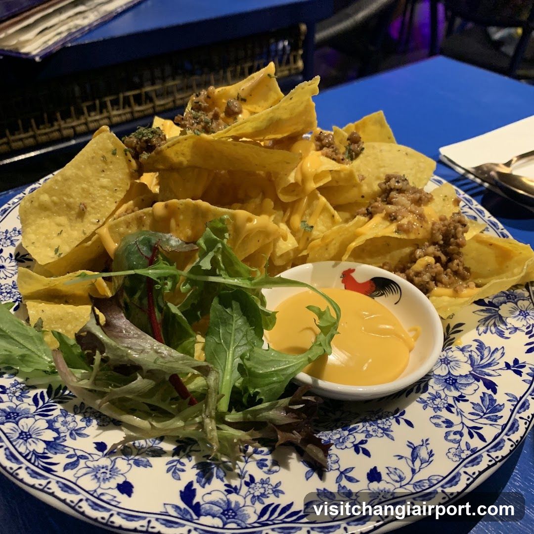Loaded Nachos with Salad and Cheese Dip