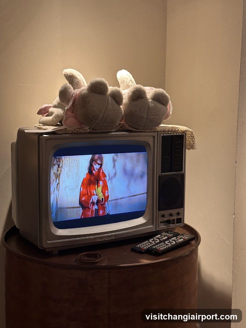 Vintage TV with plush toys