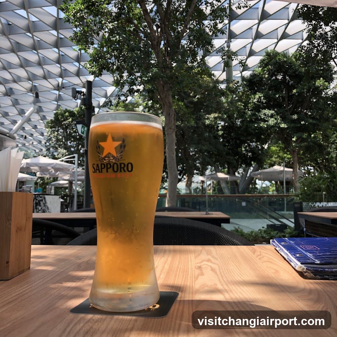 Sapporo Beer Glass at Outdoor Cafe