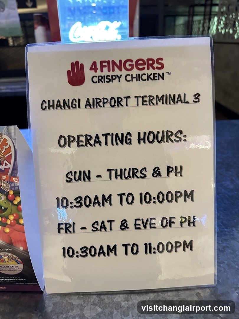 4 Fingers Crispy Chicken Operating Hours Sign
