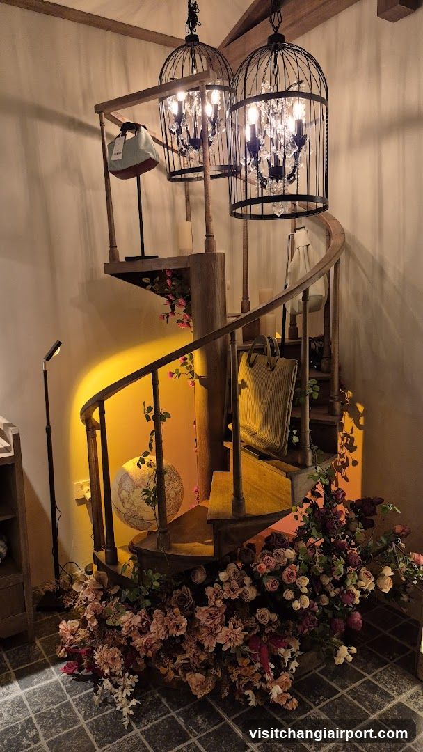 Interior with Spiral Staircase and Decorative Elements