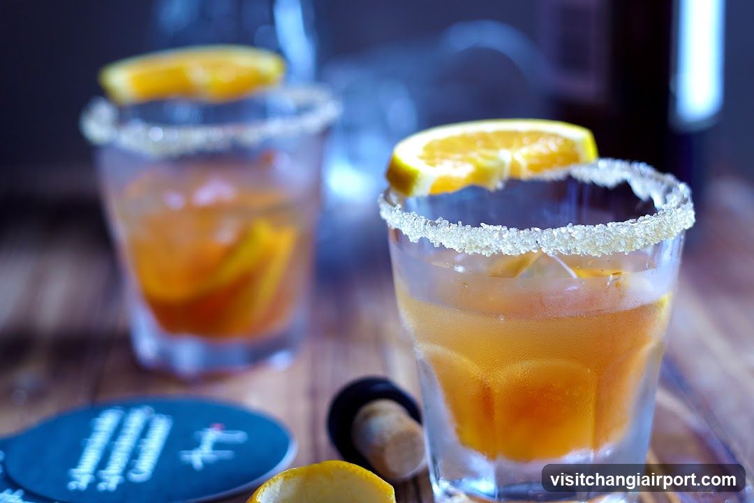 Cocktails with Orange Garnish