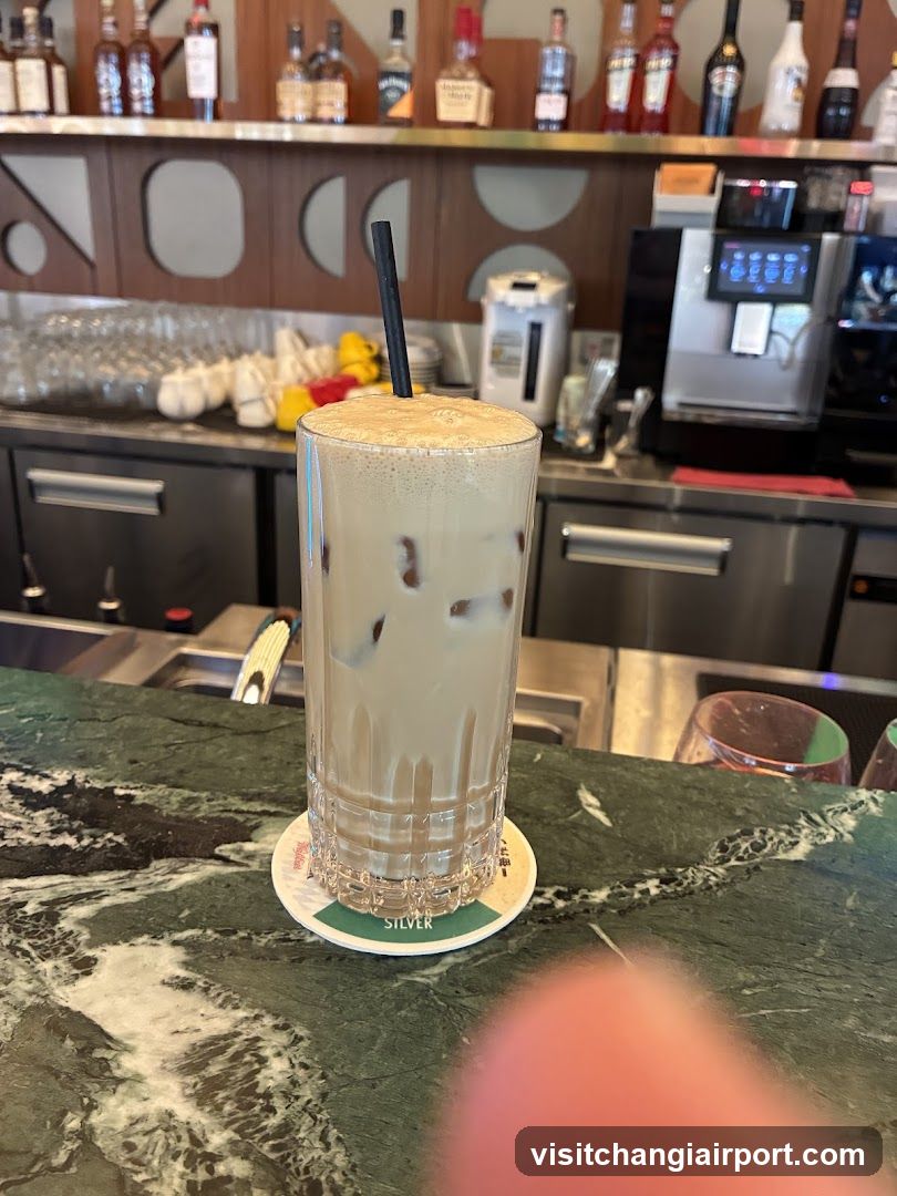 Iced Coffee Drink at Bar Counter