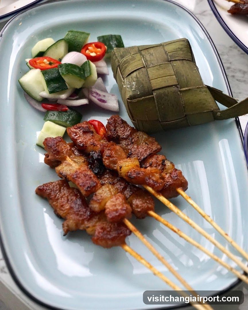 Grilled Meat Skewers with Cucumber Salad and Bamboo Container