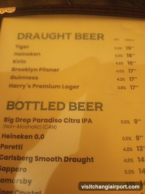 Draft and Bottled Beer Menu