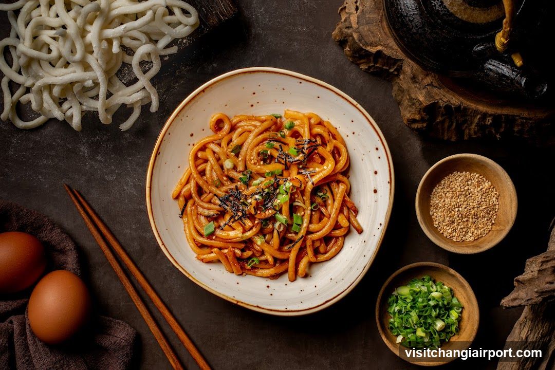 Noodle Dish with Garnishes