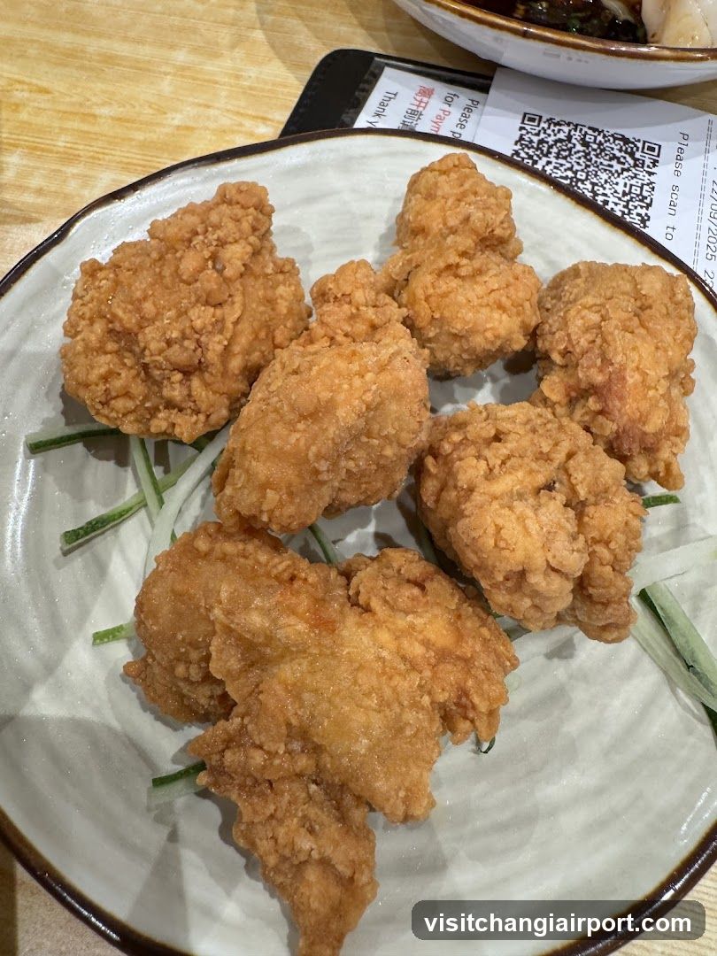 Fried Chicken with Cucumber Garnish