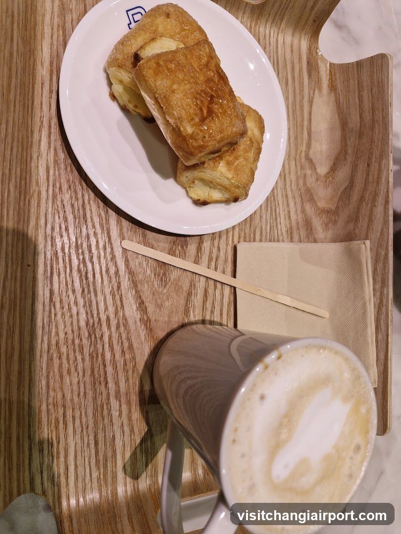 Coffee and Pastry on Wooden Tray