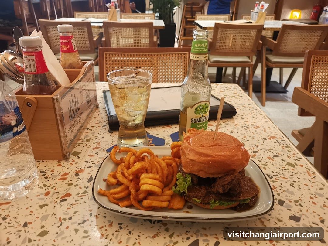 Burger and Fries at a Restaurant
