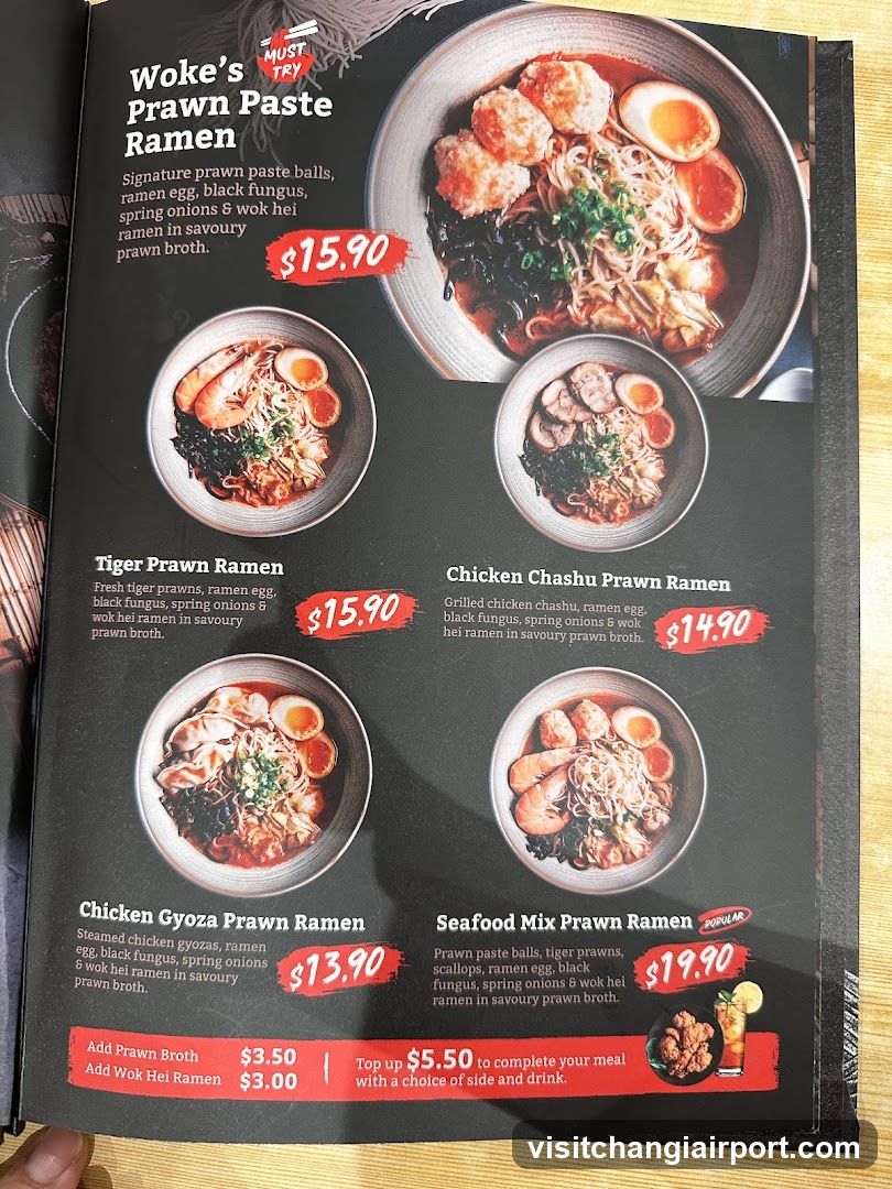 Wok's Prawn Paste Ramen Menu Page