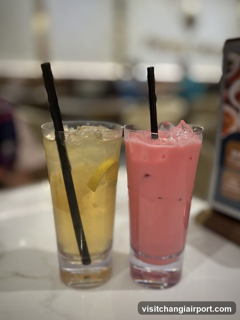 Two Iced Drinks with Straws