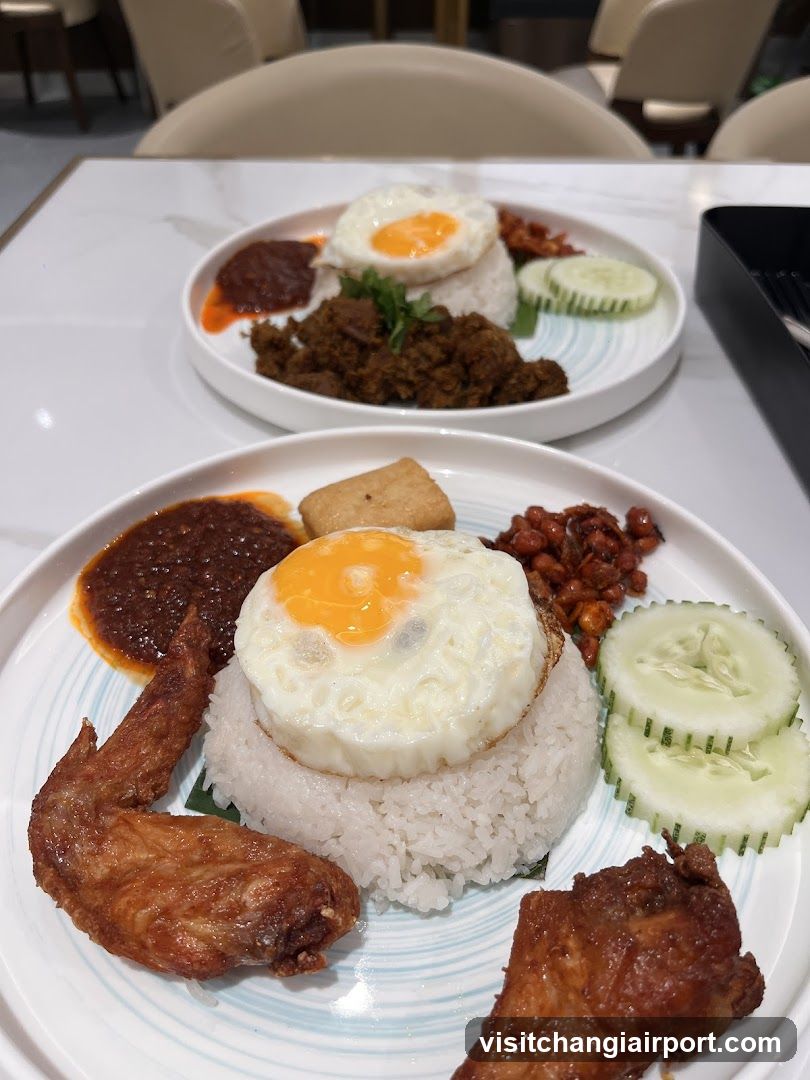 Nasi Lemak with Fried Chicken and Egg