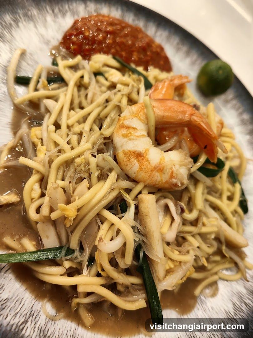Shrimp Noodle Dish with Sauce and Lime