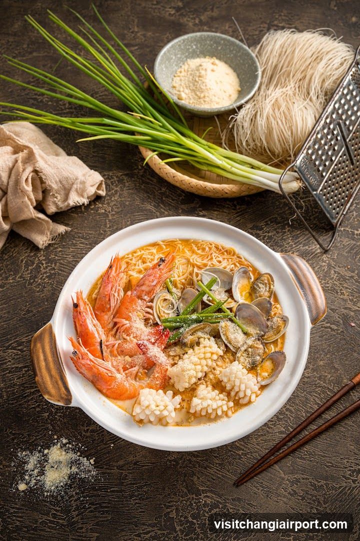 Seafood Ramen Bowl with Ingredients