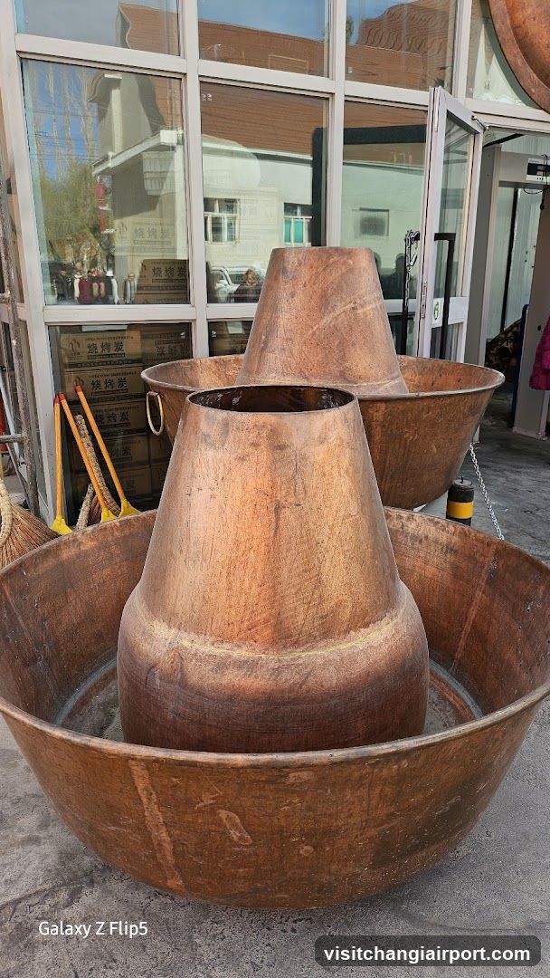 Copper Hot Pot Set Outside Storefront