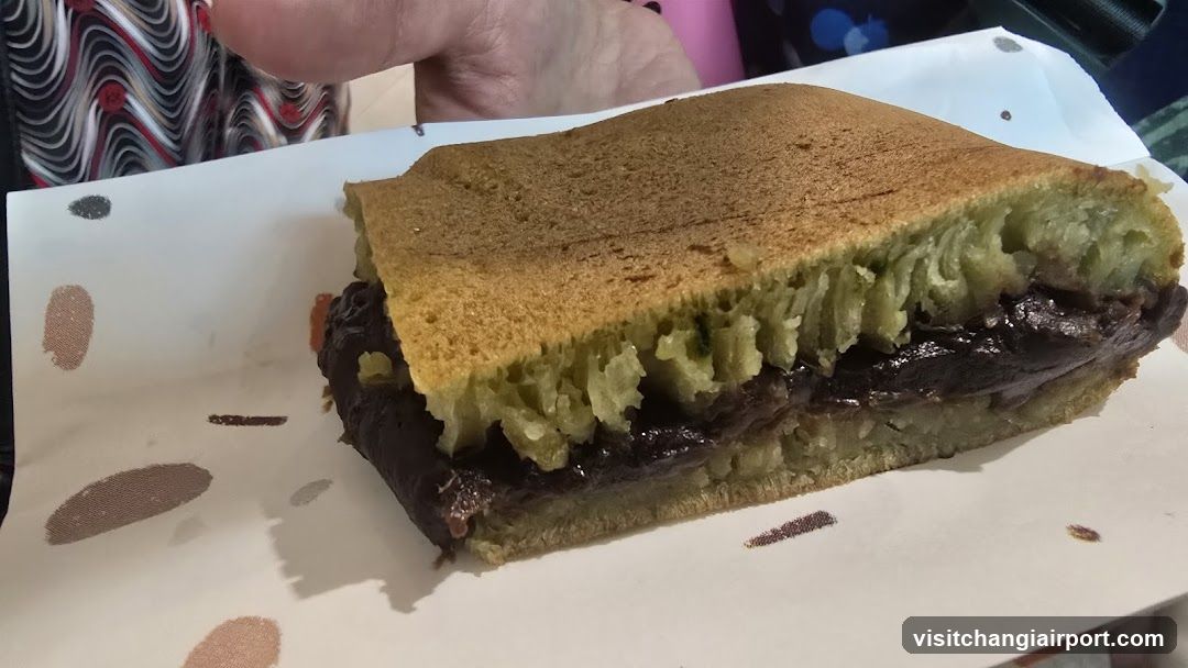 Matcha Bean Paste Cake Slice