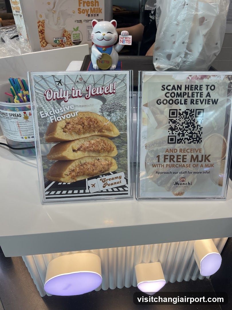 Food stall display with promotional signs