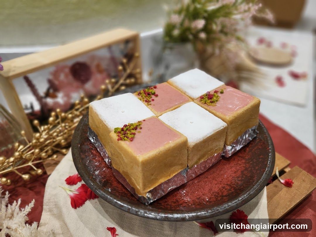 Pastel Layered Cake with Pistachio Topping