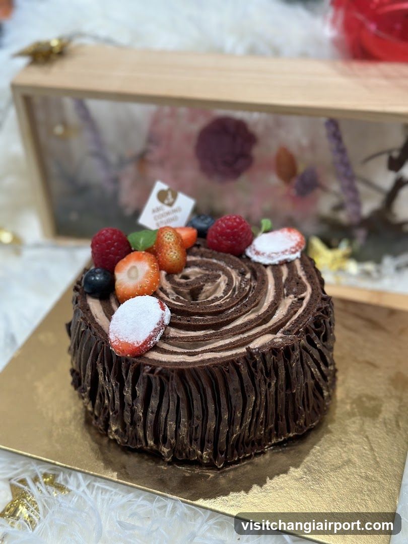 Chocolate Tree Cake with Fresh Fruits