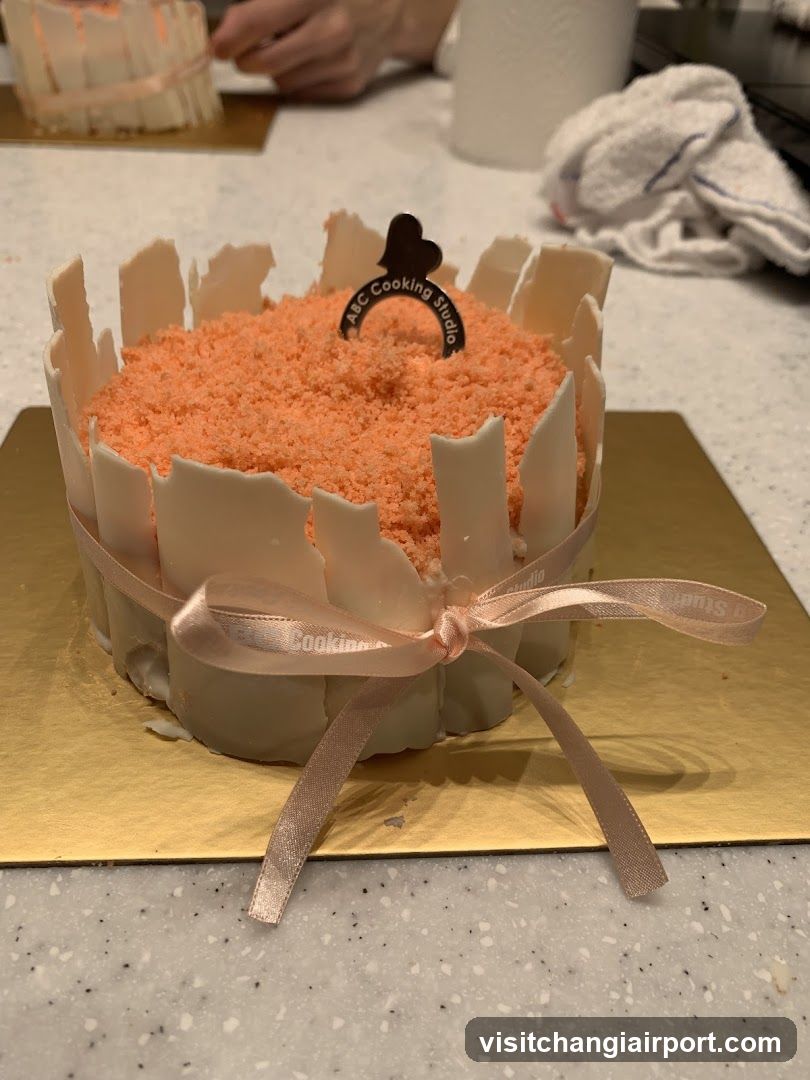 Decorated Cake with Orange Crumble Topping