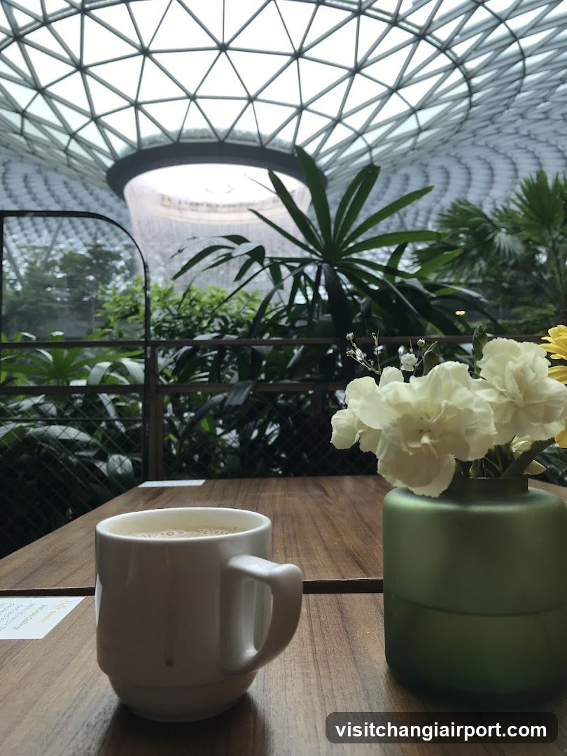 Coffee and Flowers in a Botanical Setting