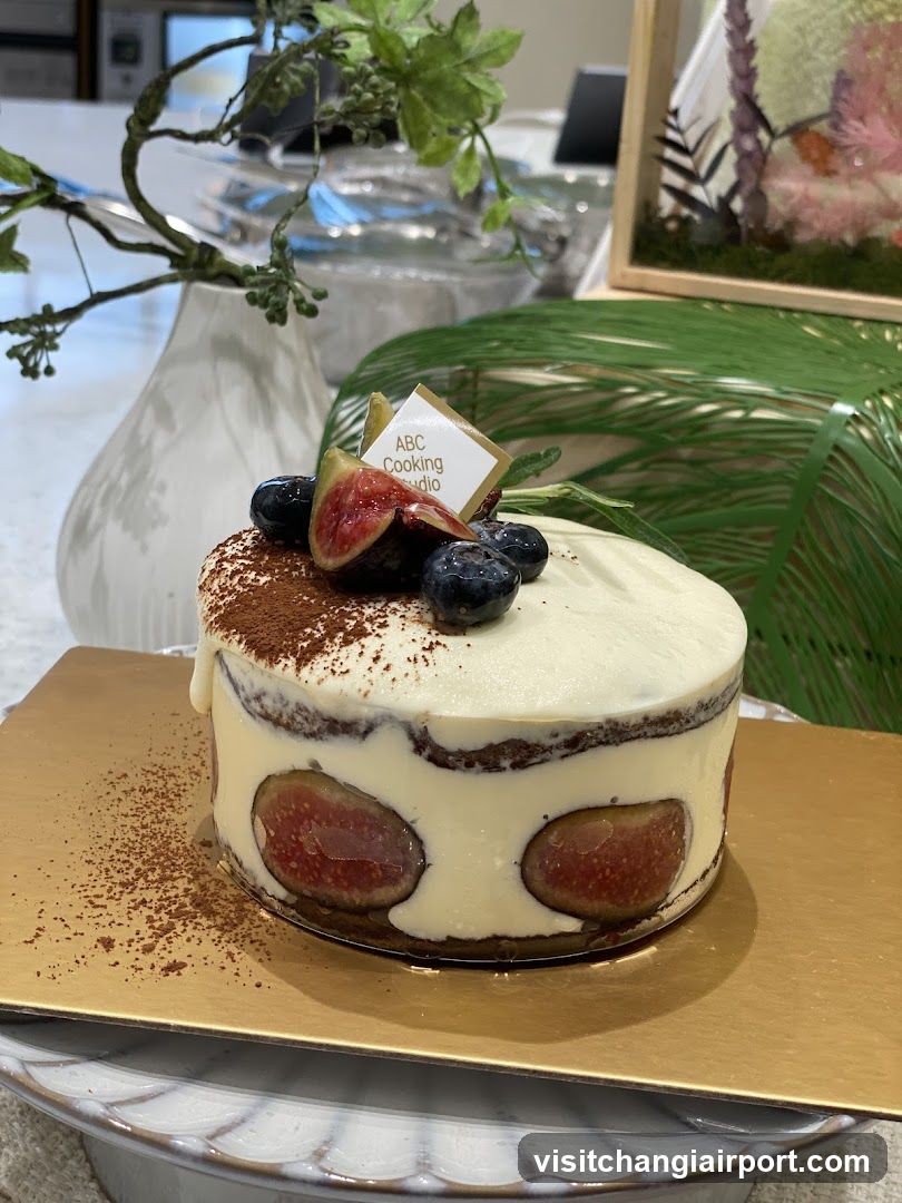Fig and Blueberry Cake with ABC Cooking Studio Sign