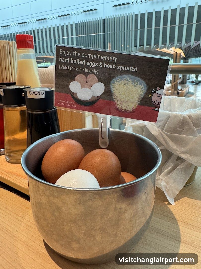 Complimentary Hard Boiled Eggs & Bean Sprouts Sign