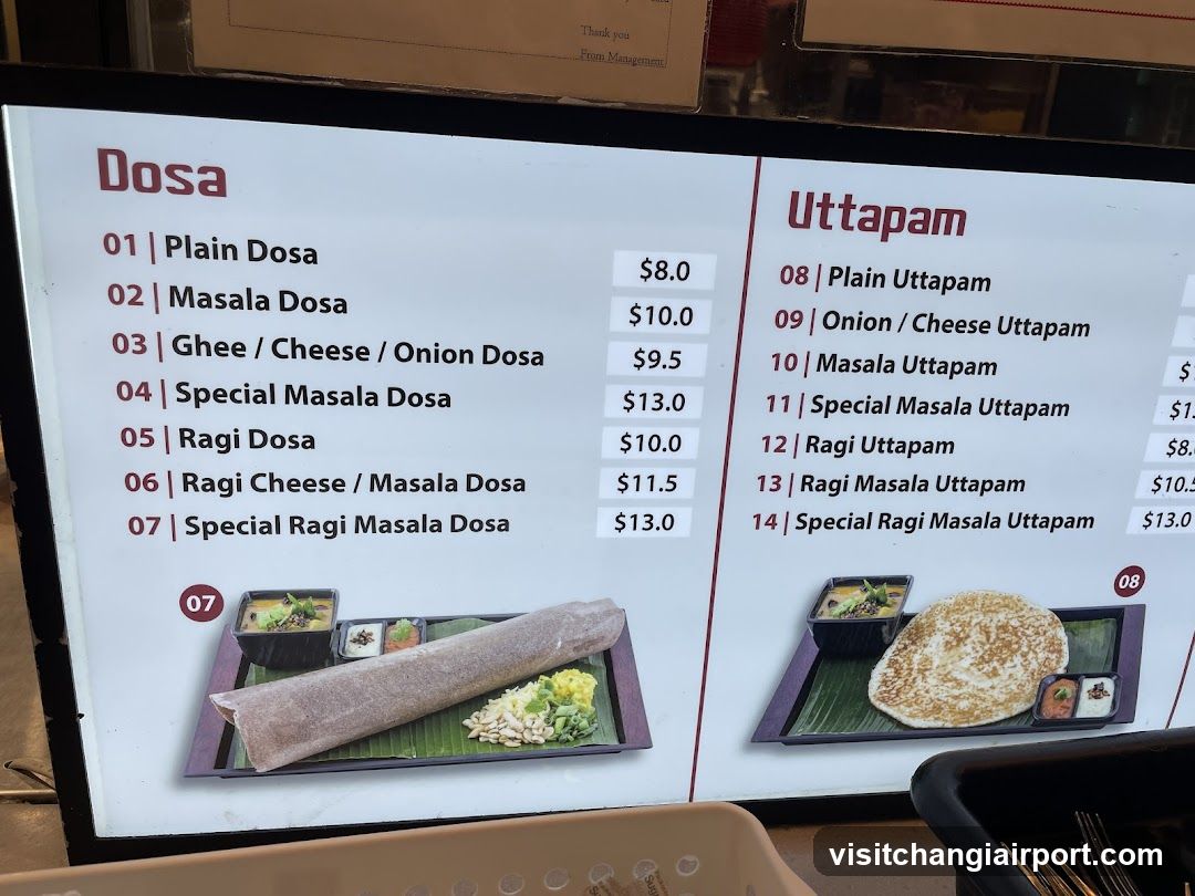 Dosa and Uttapam Menu Board