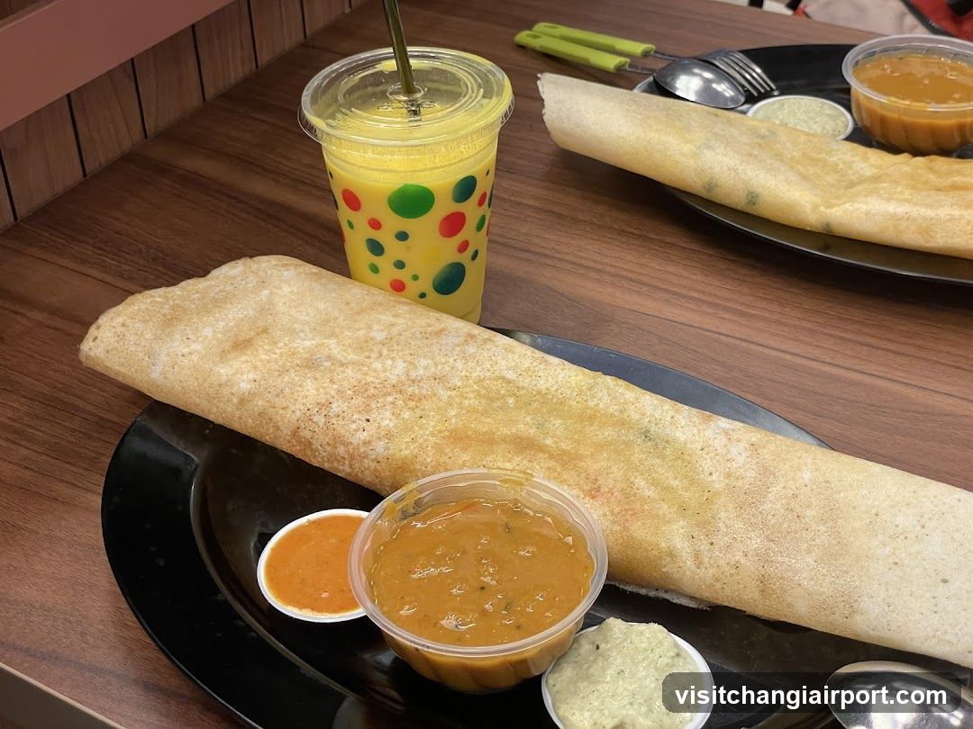 Dosa with Chutneys and Drink