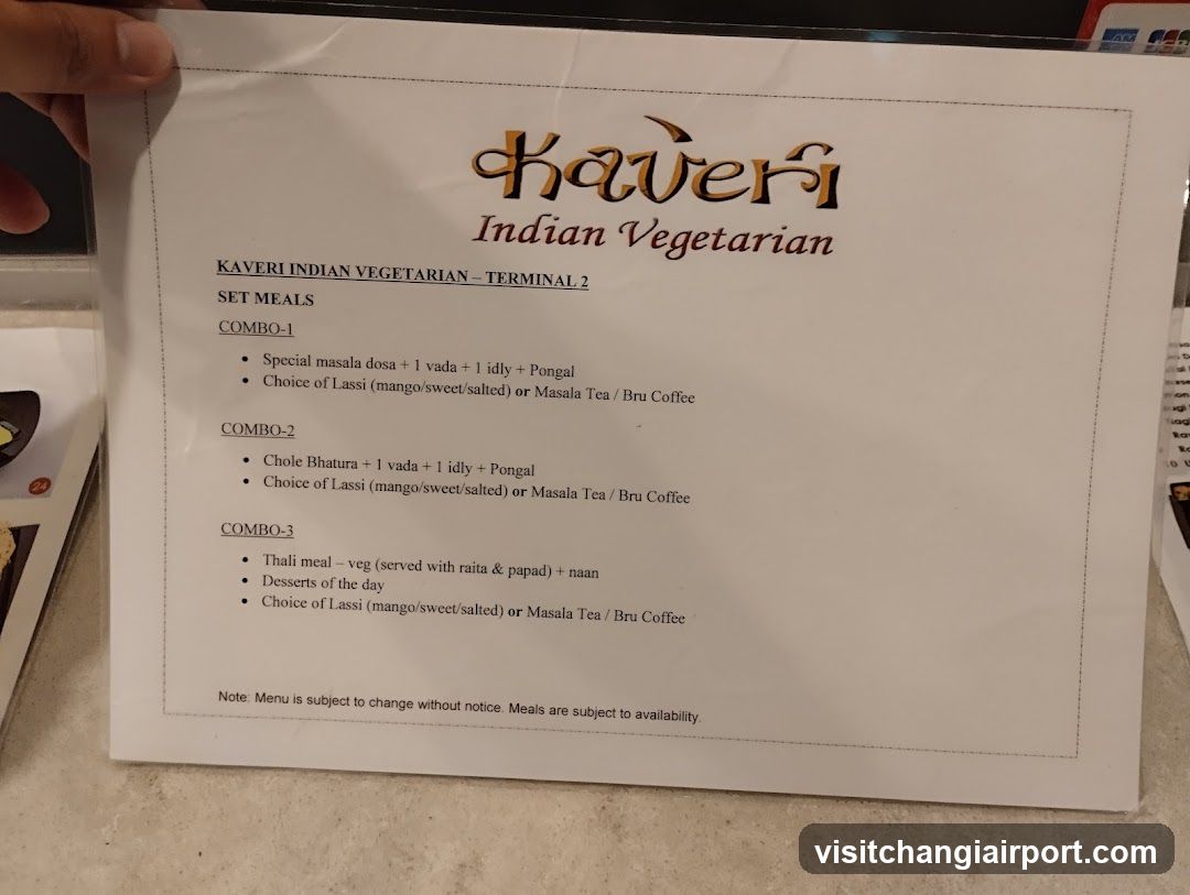 Kaveri Indian Vegetarian - Terminal 2 Menu