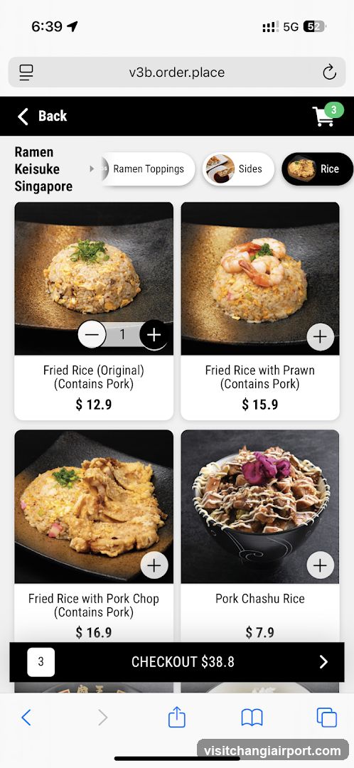 Ramen Keisuke Singapore Order Screen