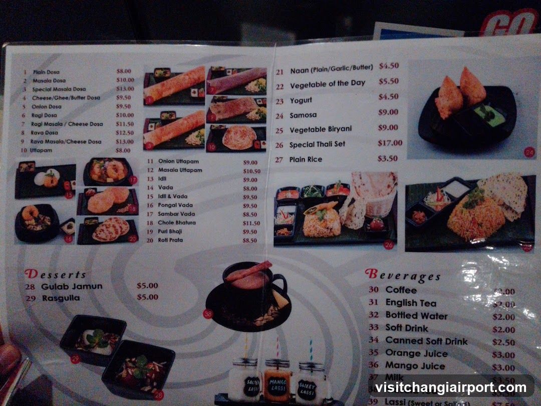 Dosa and Beverage Menu