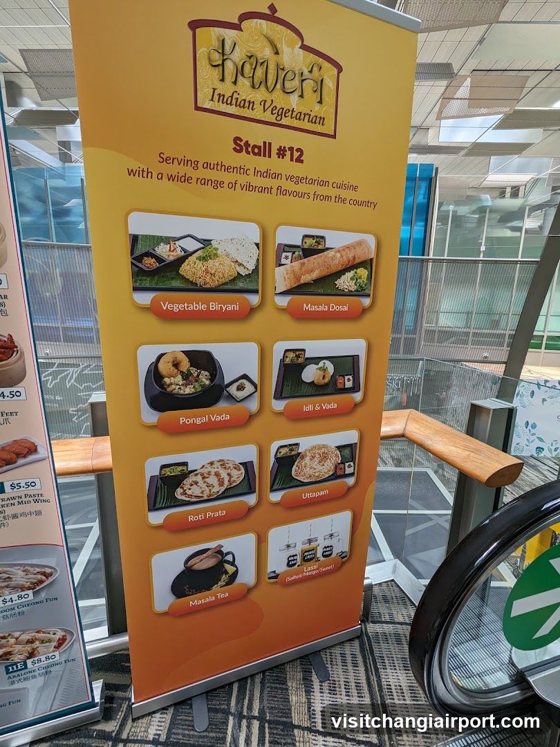 Kaveri Indian Vegetarian Stall #12 Menu Board