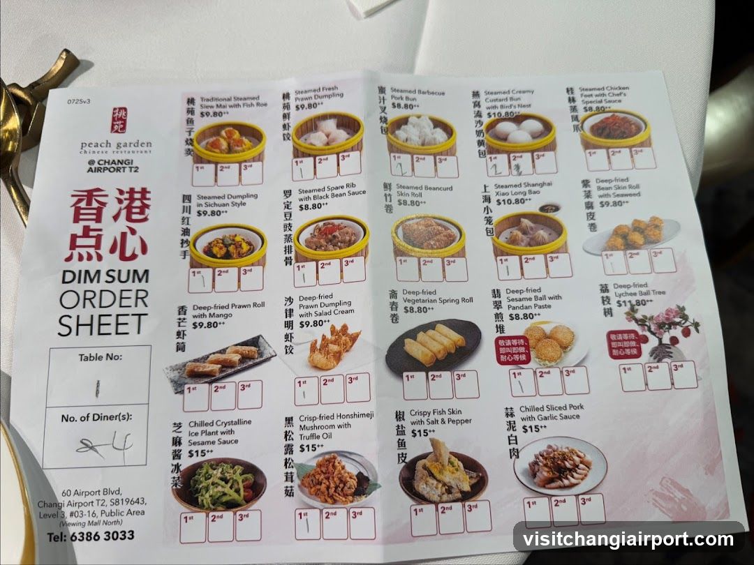 Changi Airport T2 Dim Sum Order Sheet